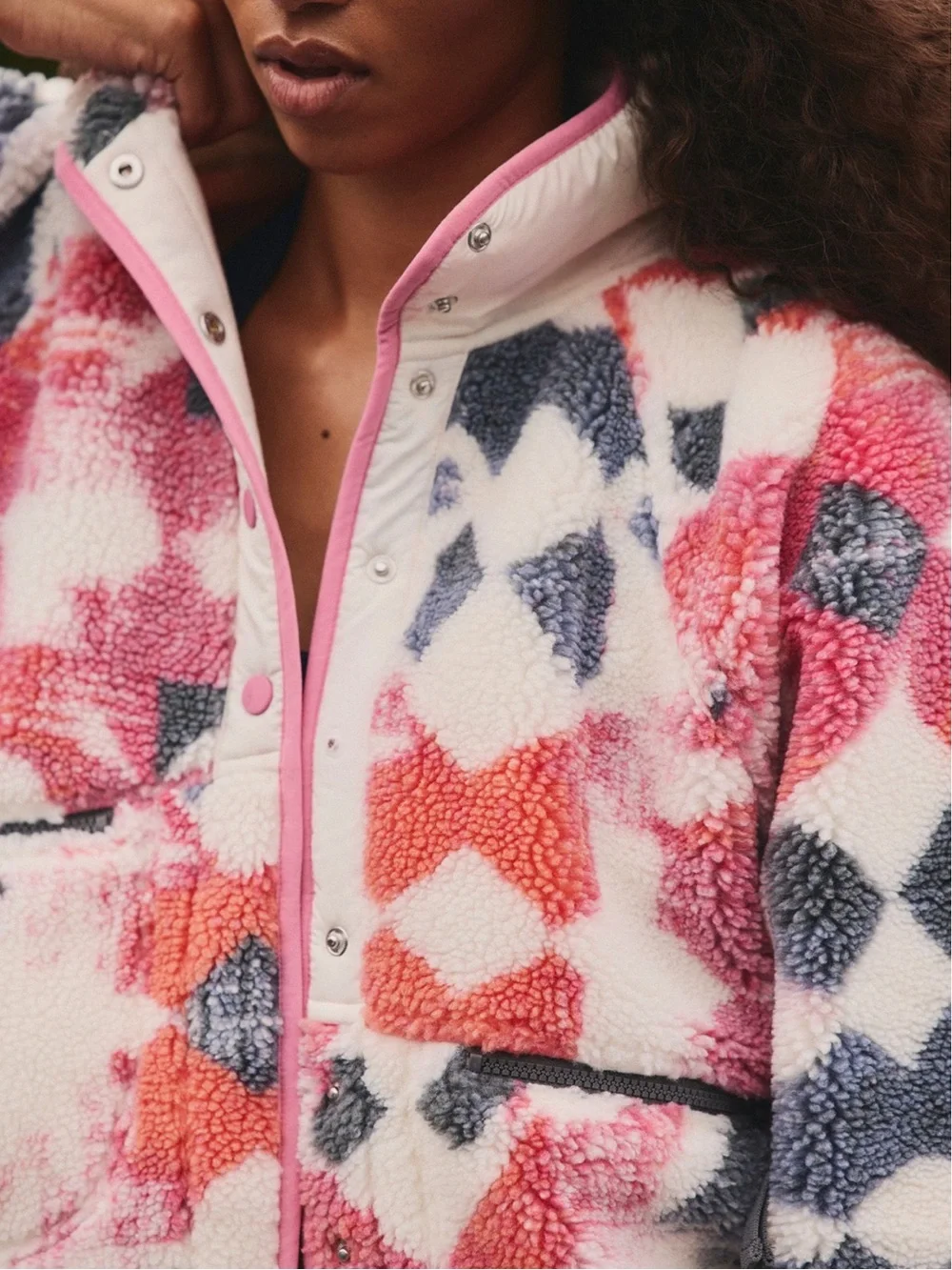 NWT Free People Movement Hit The Slopes Printed Fleece Jacket XS Mystic Meadow - Picture 4 of 9